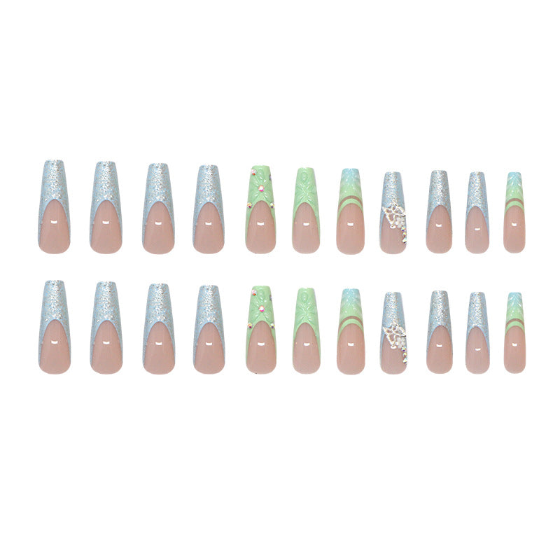 Thin And Glittering Long Ballet Nail Disassembly Nail Sticker Diamond Type 24 Pieces