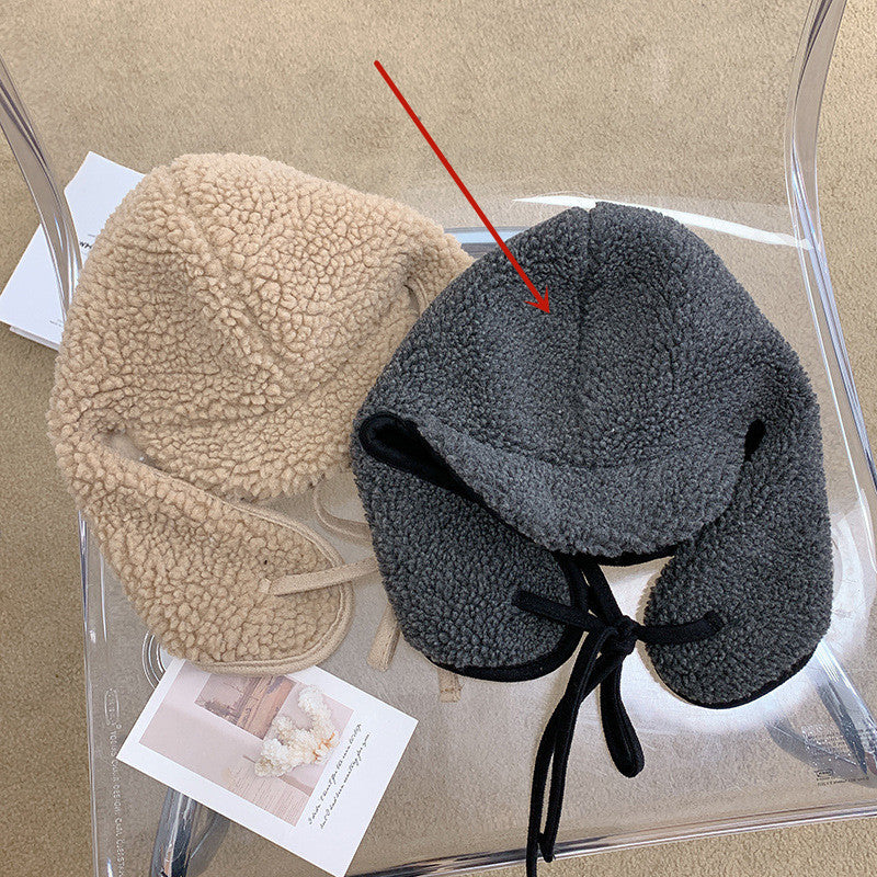 Fleece-lined Thickened Lamb Wool Earmuffs Hat