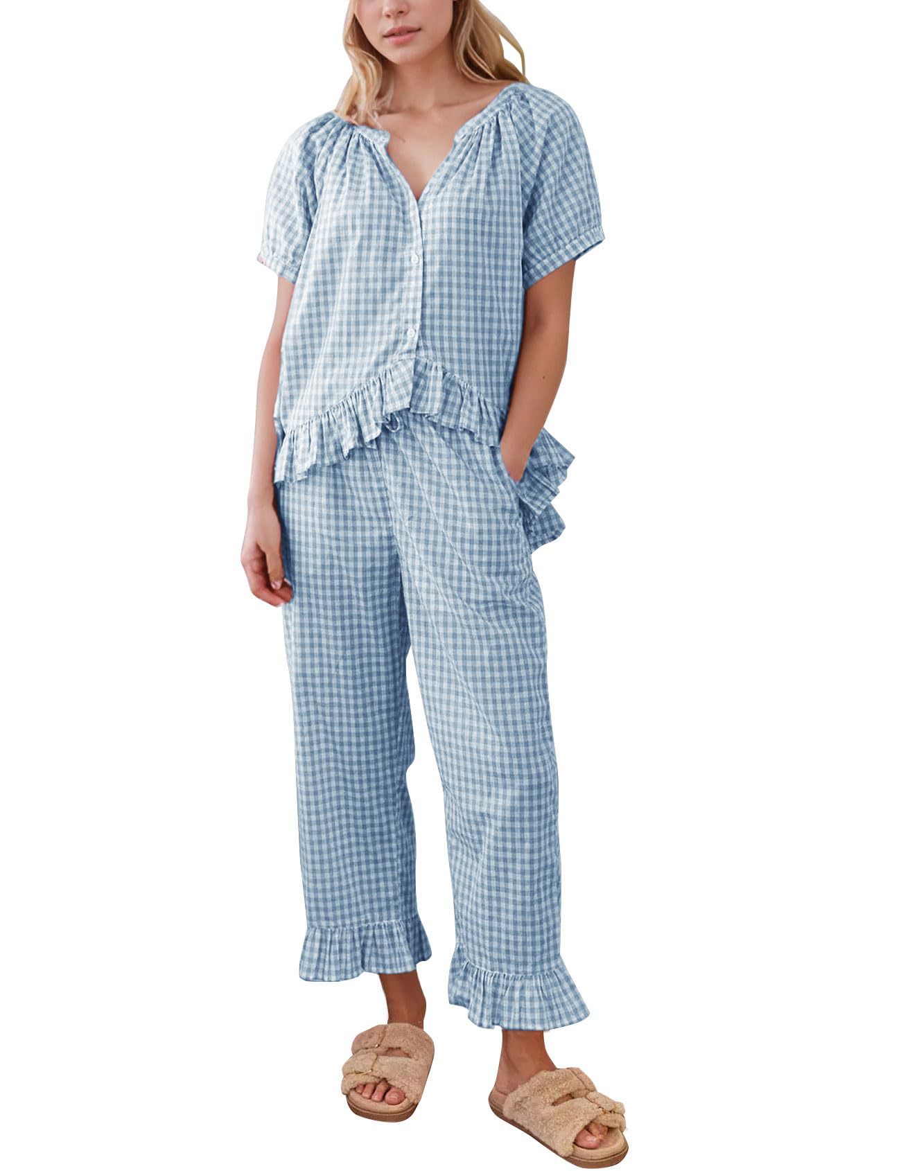 2-piece Set Short Sleeve Ruffled Top And Pants