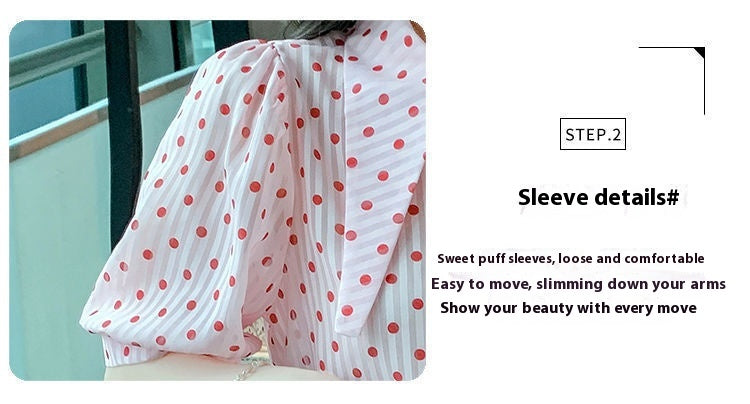 Summer Design French Style Retro Puff Sleeve Women's Short Sleeve Shirt