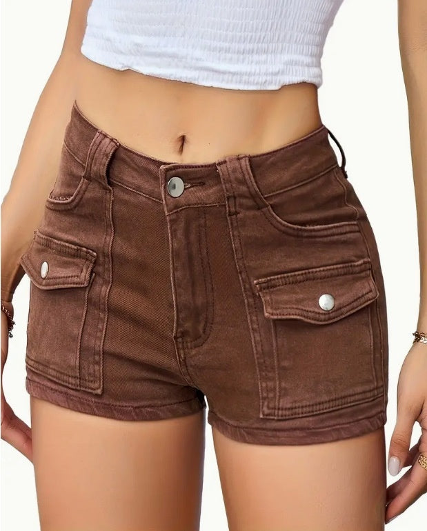 Women's Stretchy Multi-Pocket Denim Shorts