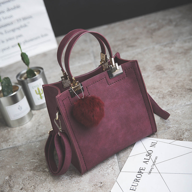 Factory wholesale hair ball bag handbag shoulder bag simple small scrub bag retro shoulder bag girls cross