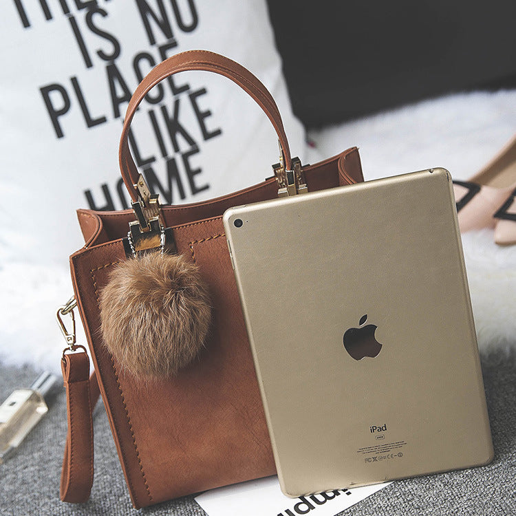 Factory wholesale hair ball bag handbag shoulder bag simple small scrub bag retro shoulder bag girls cross