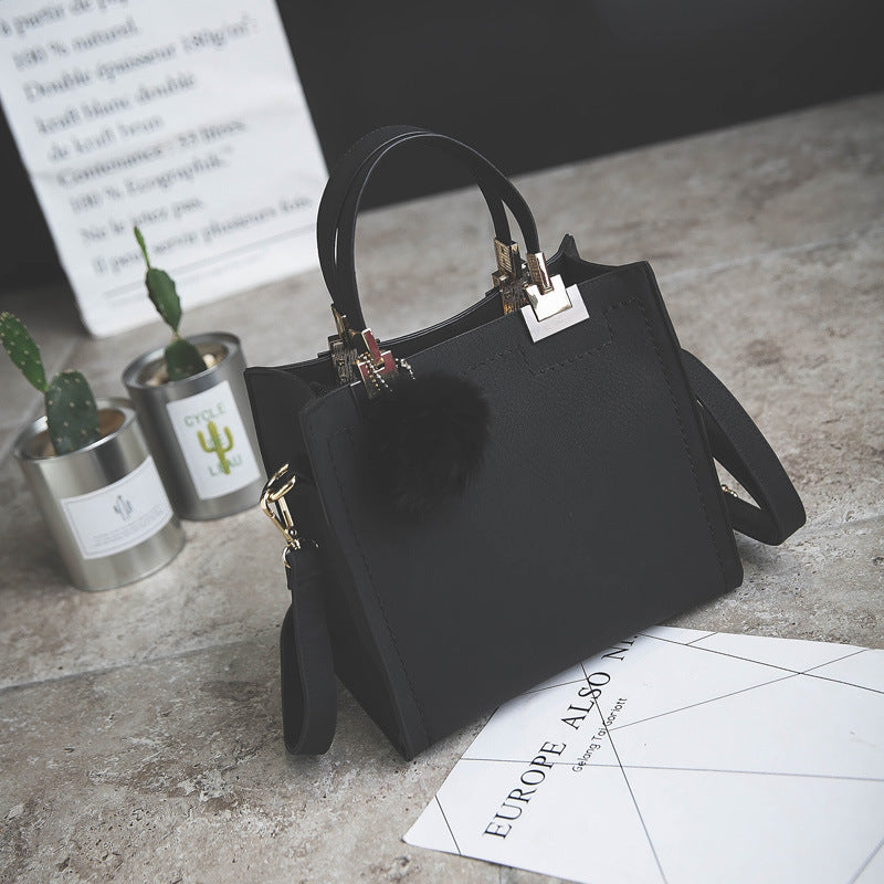 Factory wholesale hair ball bag handbag shoulder bag simple small scrub bag retro shoulder bag girls cross