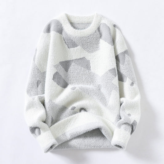 Asian Bay Anti-mink Sweater Strikket Trøje Slank Herre Top Basistrøje Fil