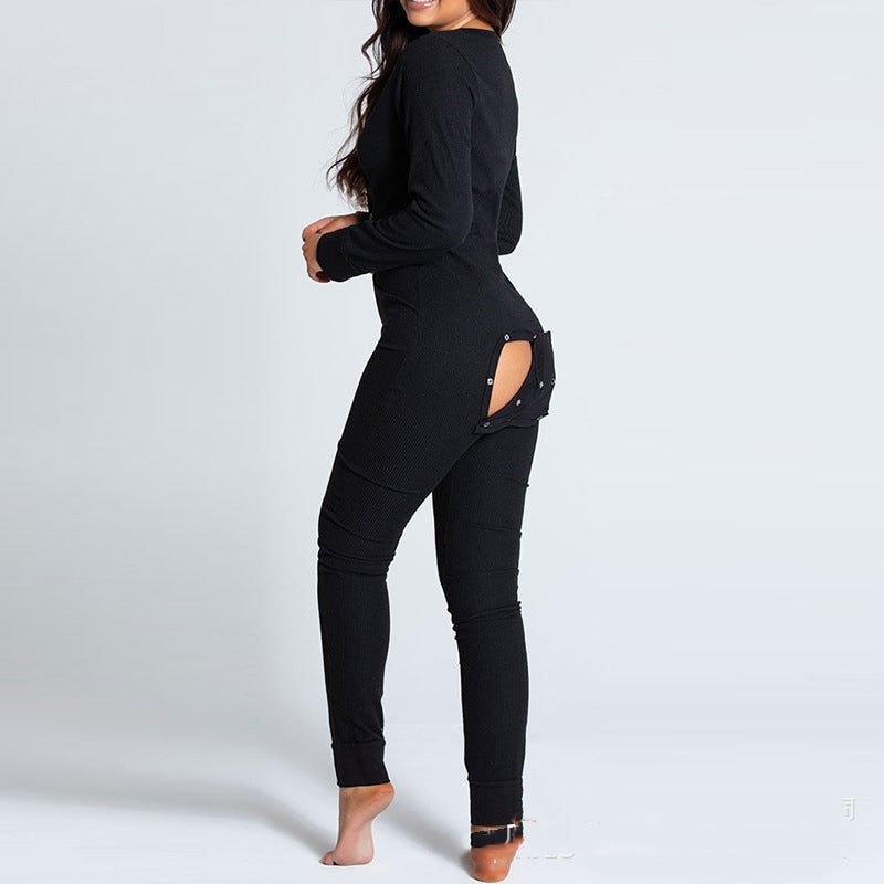 European And American Sexy Long-sleeved One-piece Trousers
