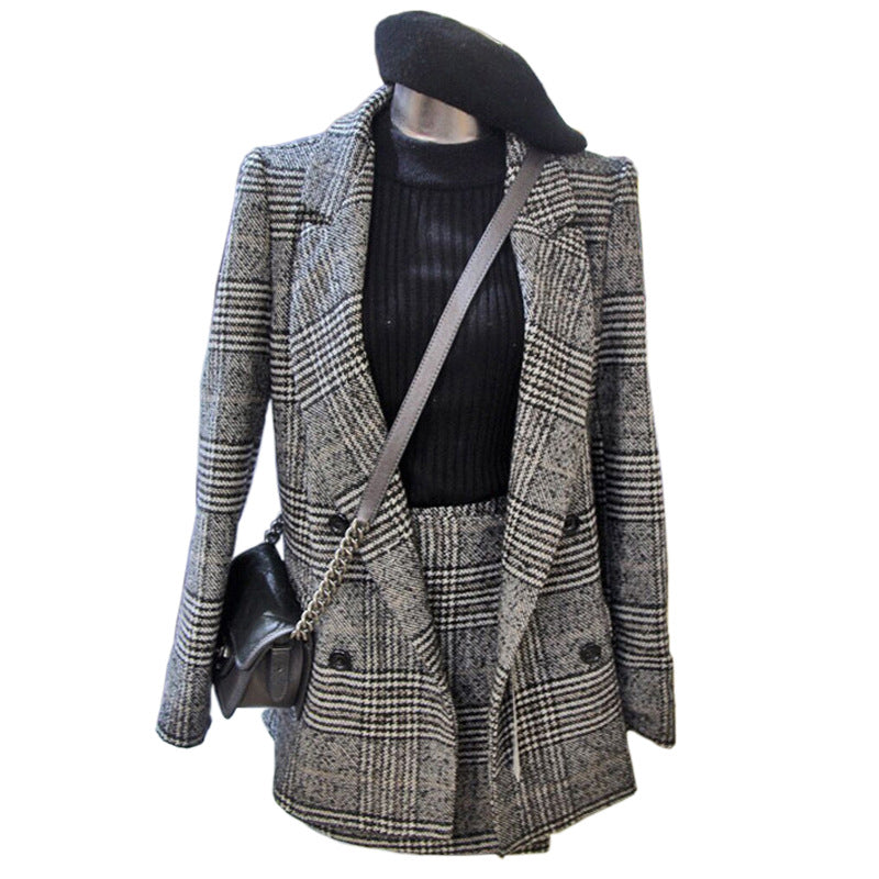 Fashion Slim Suit Jacket Slim Temperament Short Skirt Small Fragrance Suit