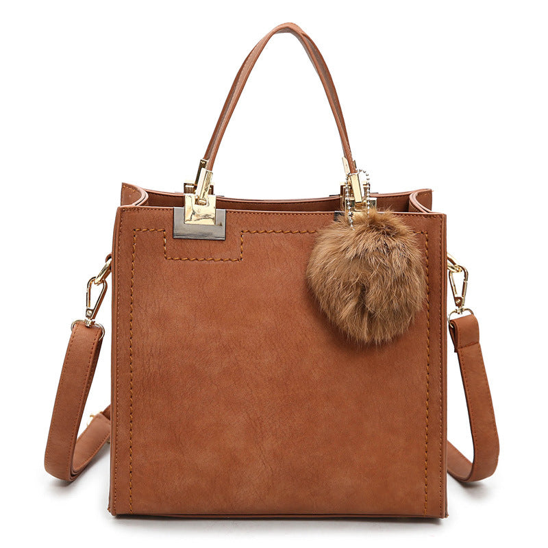 Factory wholesale hair ball bag handbag shoulder bag simple small scrub bag retro shoulder bag girls cross