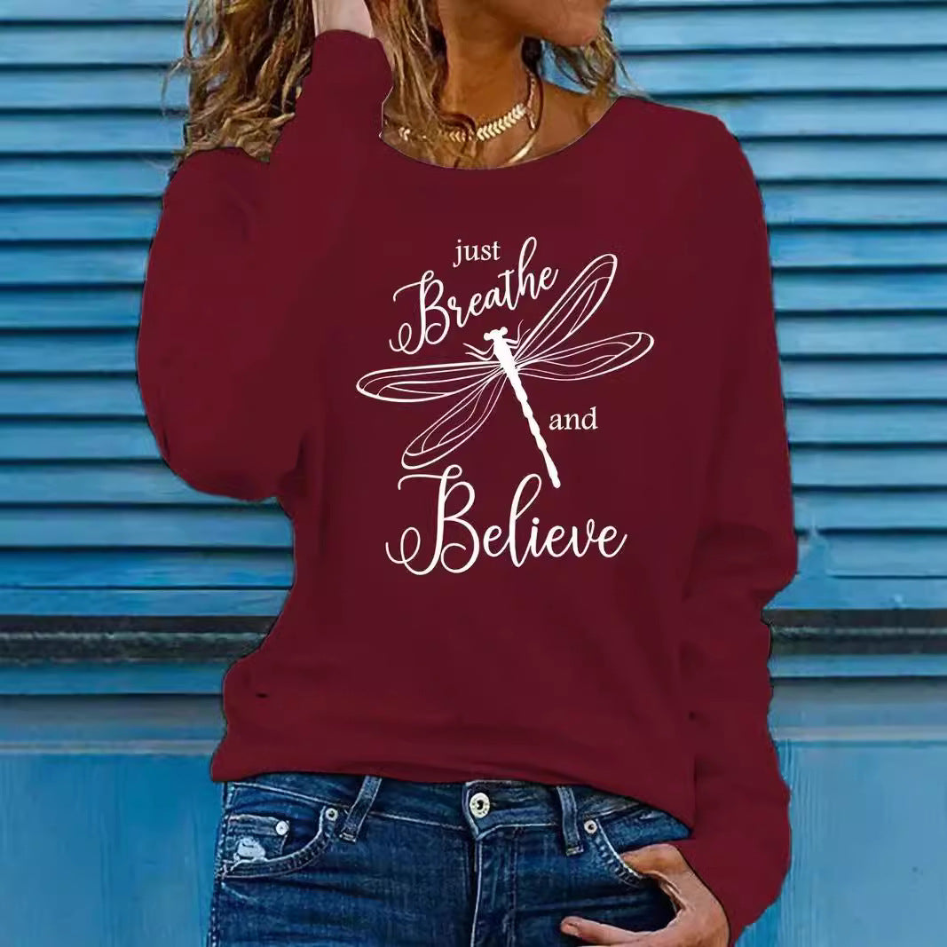 Dragonfly Long Sleeve Casual Women's Clothing
