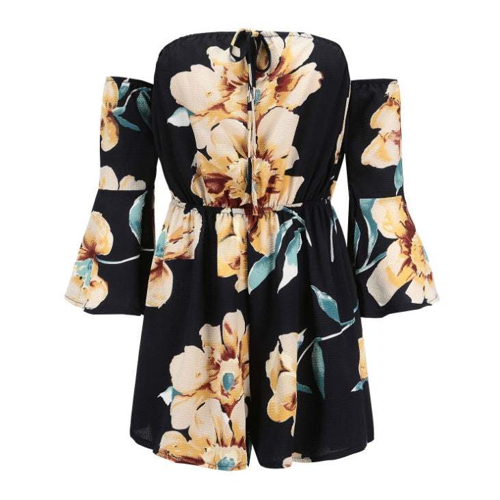 Off-Shoulder Printing Jumpsuit