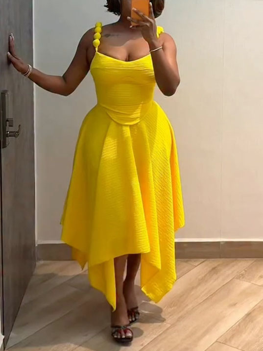 Solid Color Camisole High-waisted Skirt Two-piece Set