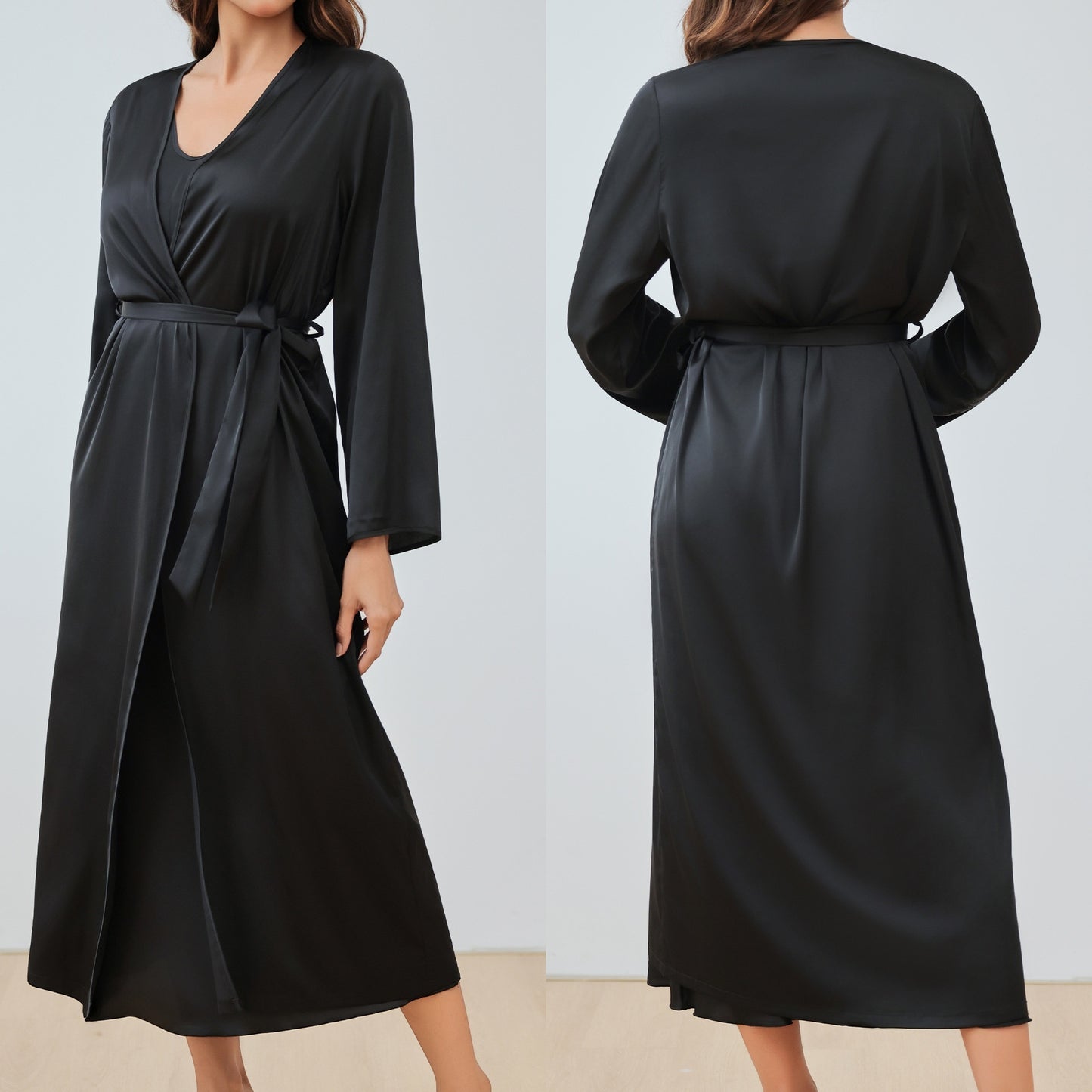 Satin Home Fashion Loose Cami Bathrobe Set
