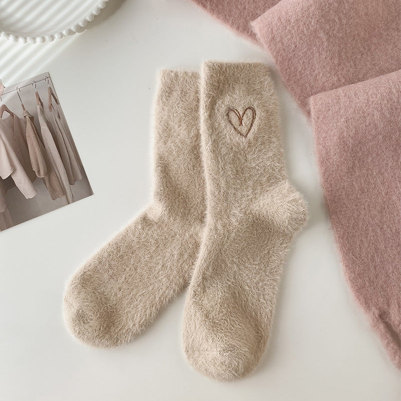 Women's Fashion Embroidered Mink Fur Socks