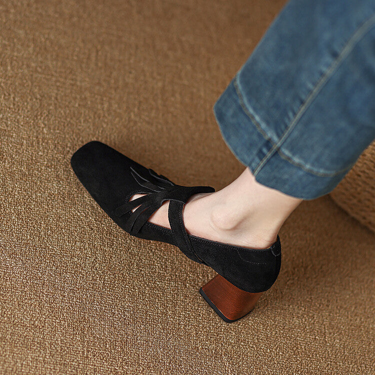 Spring And Autumn Korean Version Of Tassel Deep Mouth Thick With Female Single Shoes