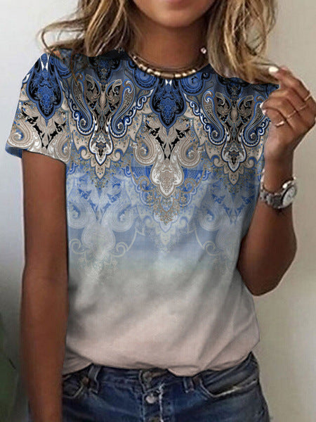 3D Digital Print Kvinder Casual Rundhals Top T-shirt