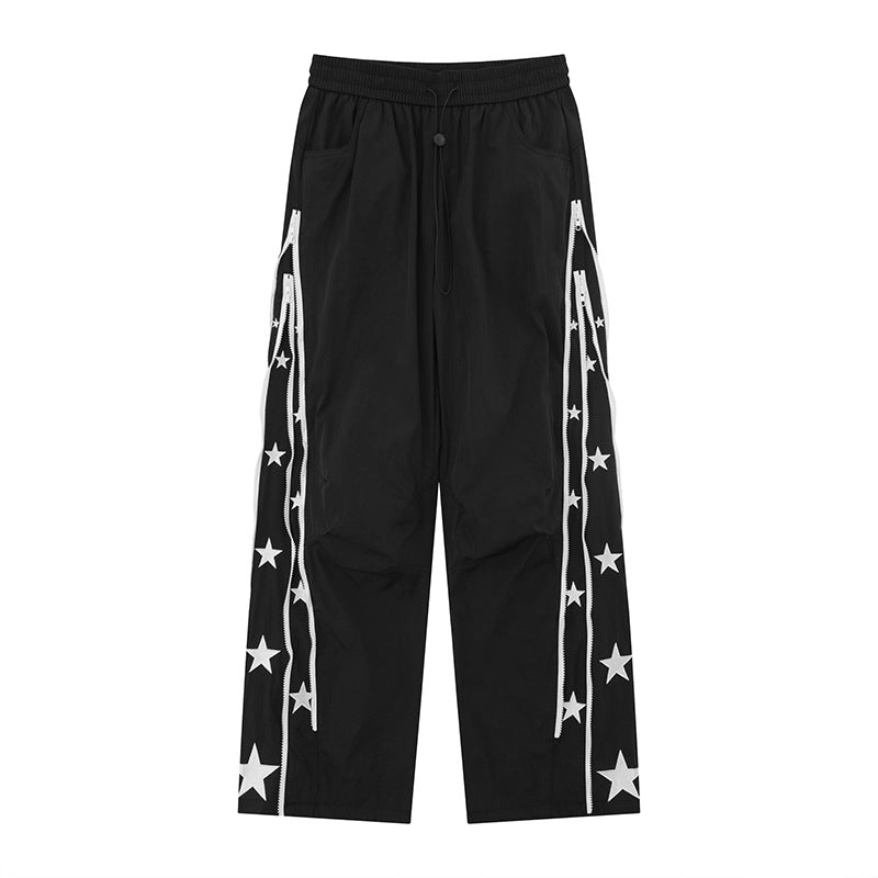 Side Star Design Straight College Style Sports Pants