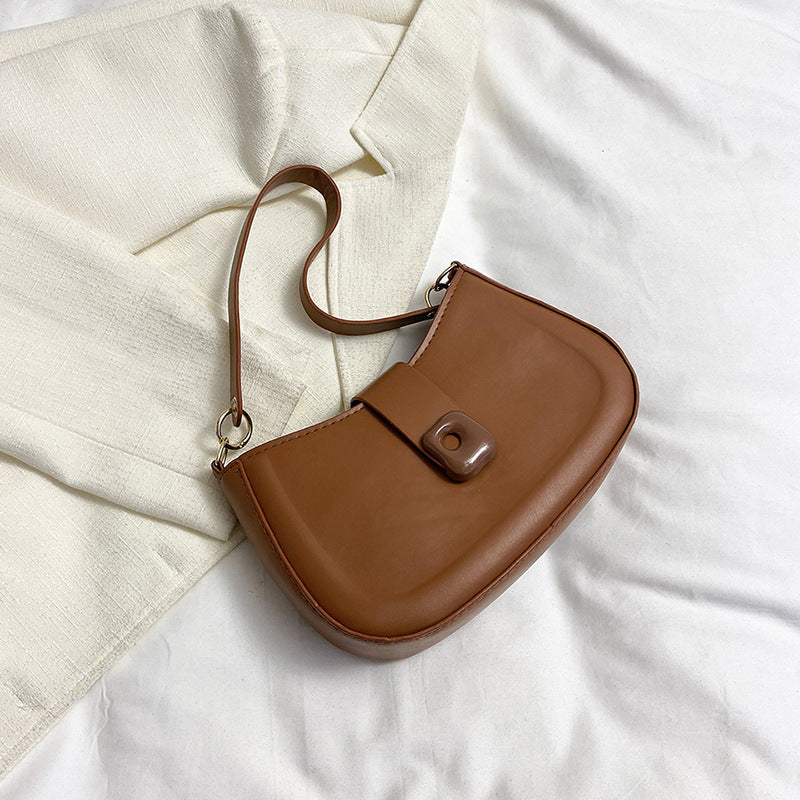 Simple Solid Color Temperament Leisure Textured Shoulder Bag For Women