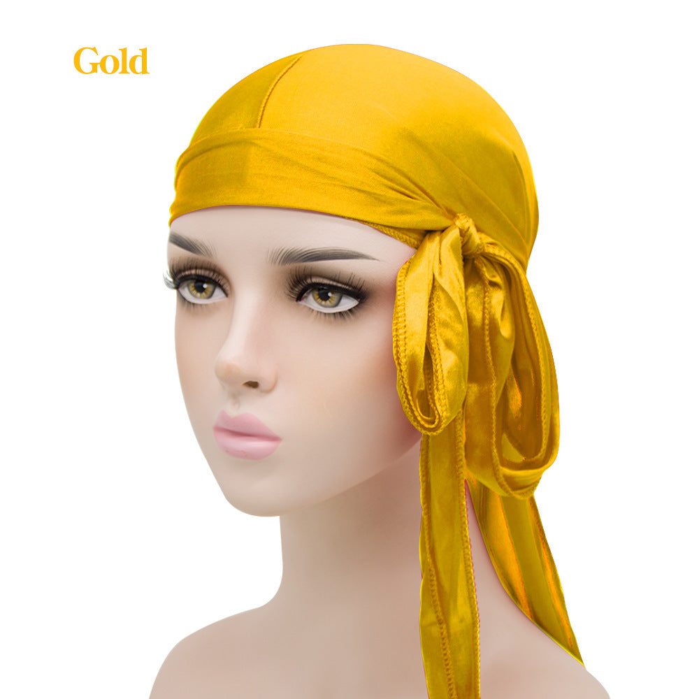 Unisex Satin Hovedbeklædning med Lang Hale  Strækbar Pirathat Og Hip Hop Turban til Mænd Og Kvinder, Elastisk Bandanahue til Kostume Og Mode