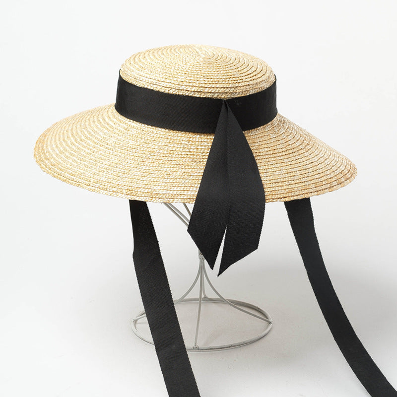 European And American Retro Light Dome Bow Streamer Big Brim Hat