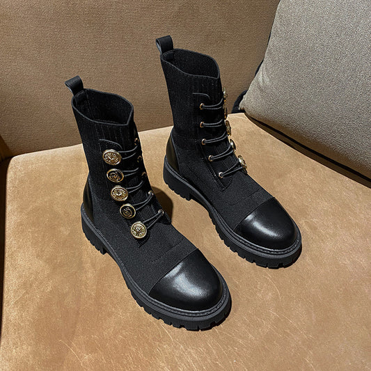 Vintage Metal Buckle Knight Martin Boots