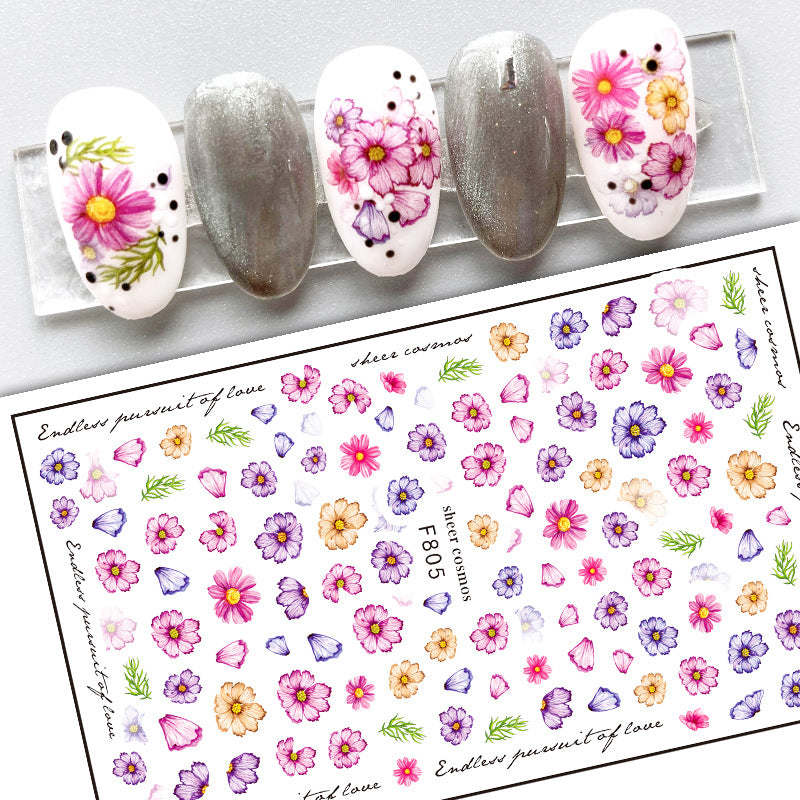 New Flower Nail Art Decal Plain Hand Painted