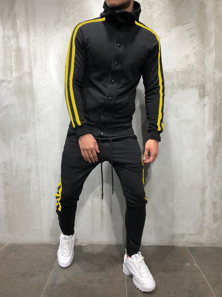 Hooded button cardigan men's sports