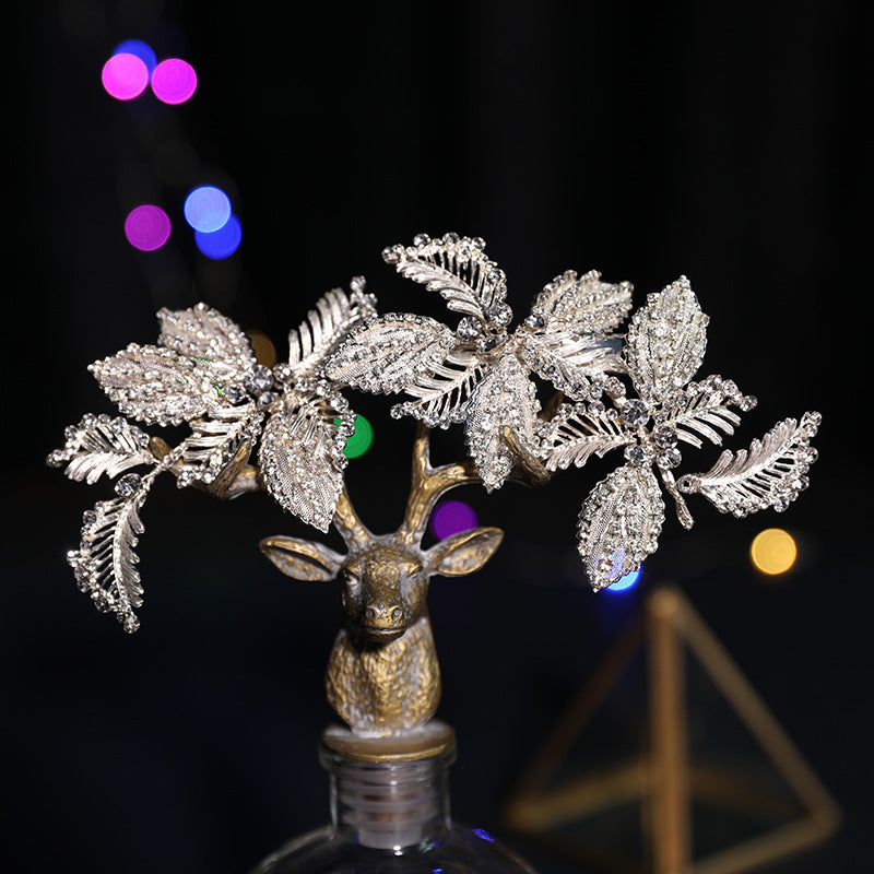 Bridal Headwear Barrette Alloy Diamond Inlaid Leaf
