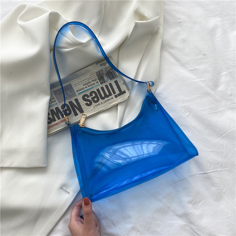 Mode Dame Taske Koreansk Version Lille Jelly Bag Ensfarvet Transparent Dame Skuldertaske