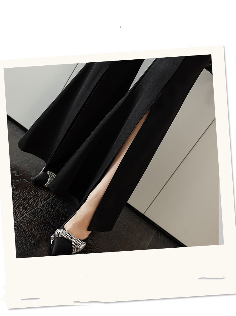 High-waisted Slim Drooping Split Flared Pants