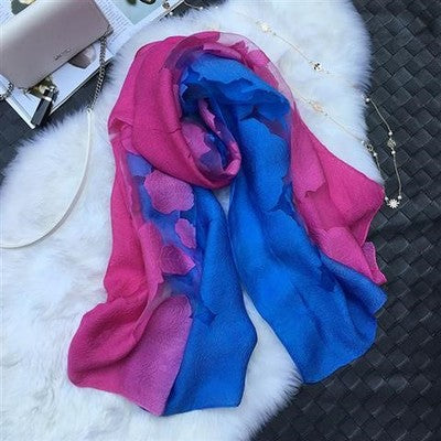 Gradient Cut Flower Organza Lace Scarf