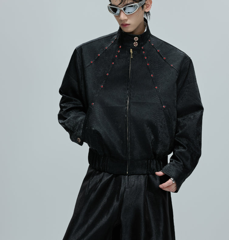 Embellished Stand Collar Short Jacket Autumn