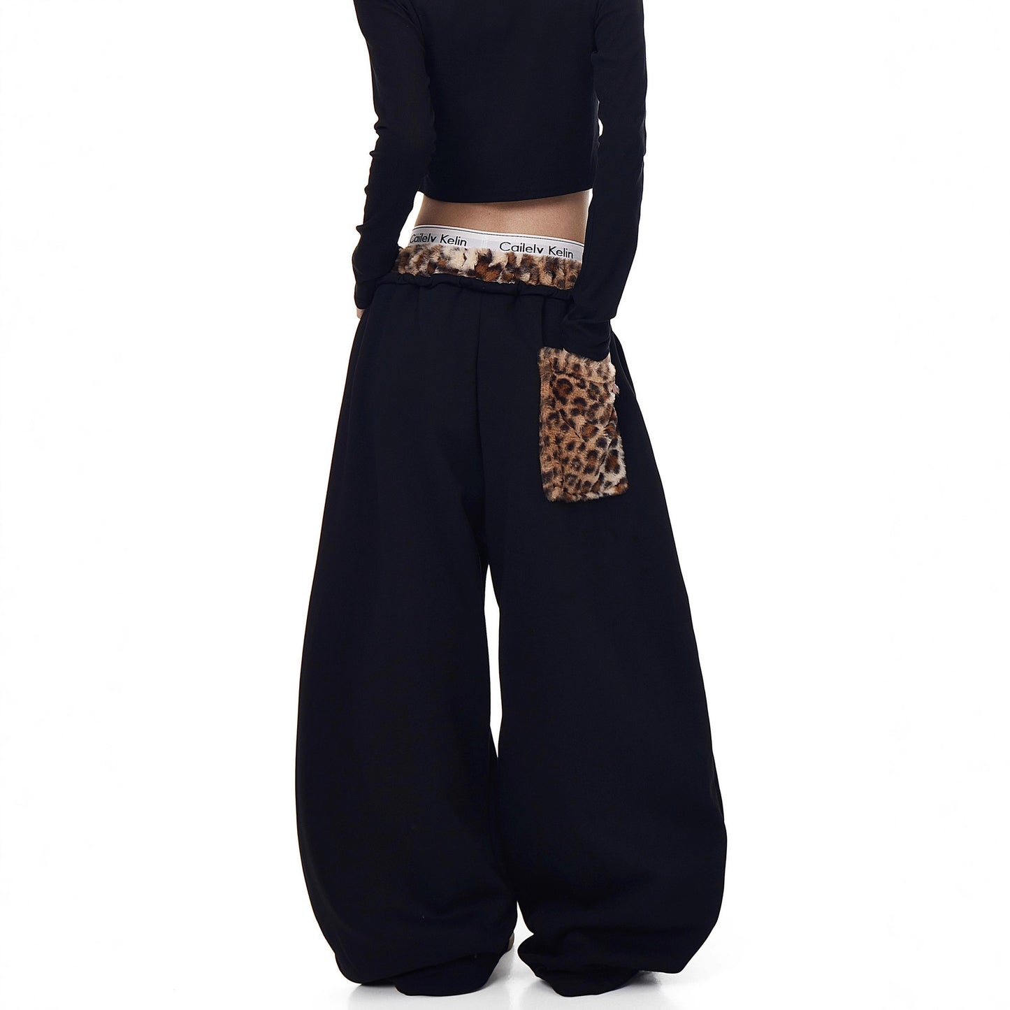 Womens Retro Embroidered Wide-Leg Sweatpants