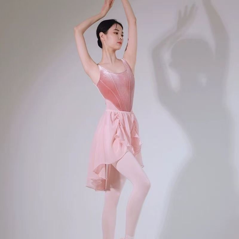Ballet Gym Outfit Female Velvet Bow Dancing Dress