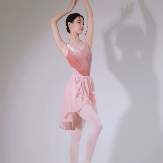 Ballet Gym Outfit Female Velvet Bow Dancing Dress