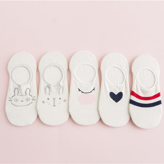Cartoon Animal Shallow Mouth Invisible Female Boat Socks