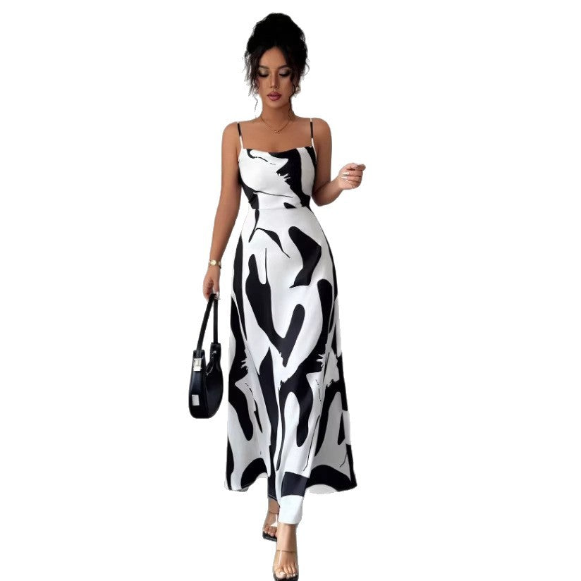 Women's Sexy Printed Side-Slit Slip Dress