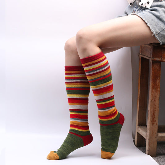 Popular New Halloween Colorful Striped Stockings For Women