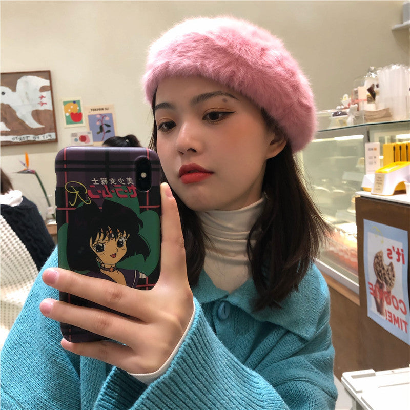 Japanese Style All Match Beret Women's Plush Autumn Winter Hat