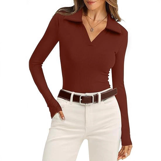 V-neck Rib Knit Sweater Slim Fit Fallwinter Top