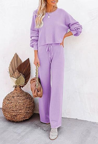 Casual Solid Color Long-sleeved Trousers Two-piece Set
