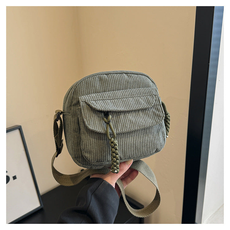Solid Color Classy Exquisite Texture Portable Shoulder Messenger Bag