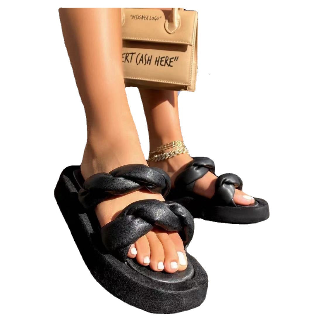 Summer Black Roman Flip Flops Beach Sandals Women's Shoes