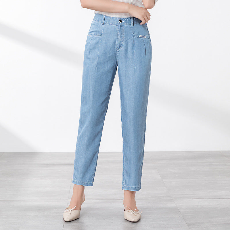 Fashionable casual, thin and medium waist jeans