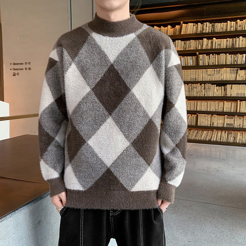 Young Handsome Half Turtleneck Sweater Men's Knitwear Trend Men's Clothing