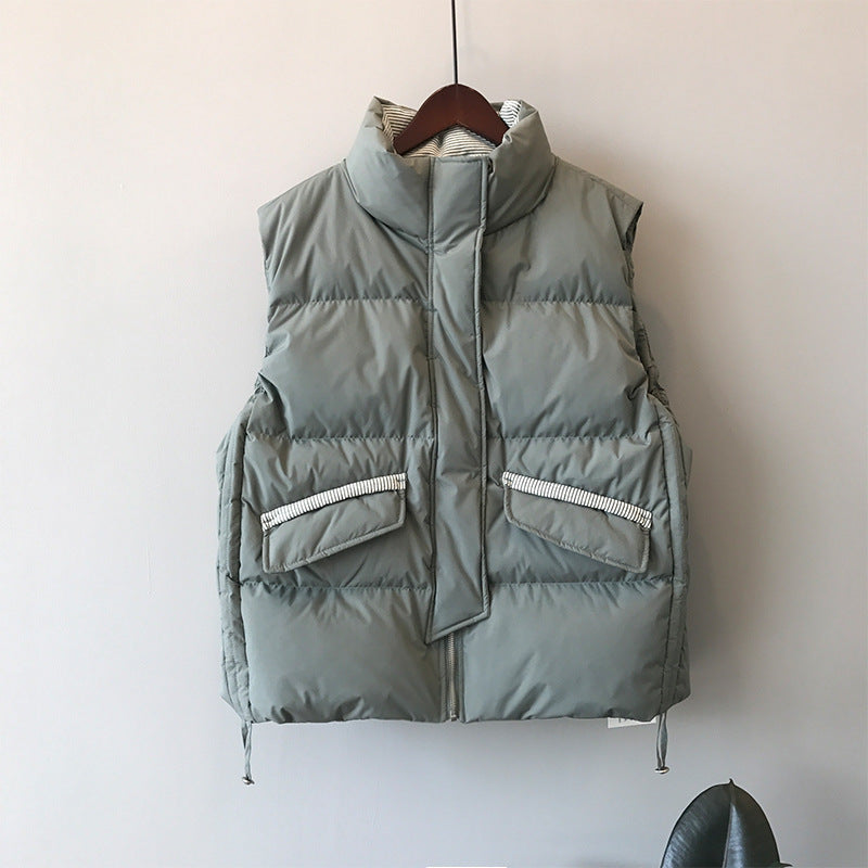 The New Thin Striped Collar Tie Cotton Jacket Vest