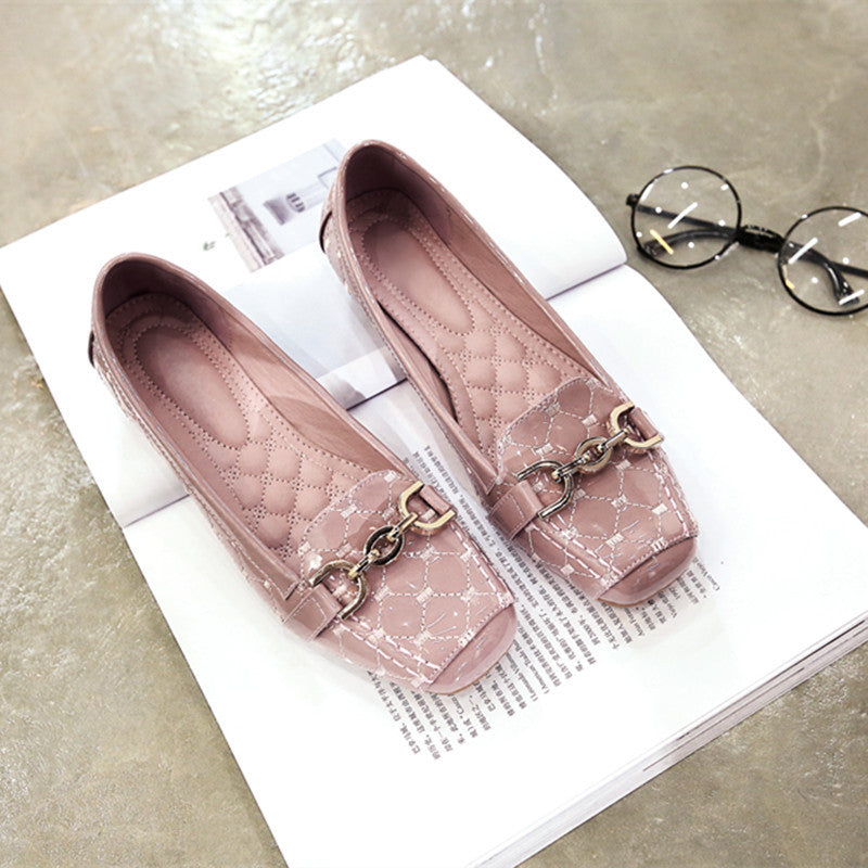Soft bottom shoes series autumn Korean mother metal buckle shoes shoes size square shoes