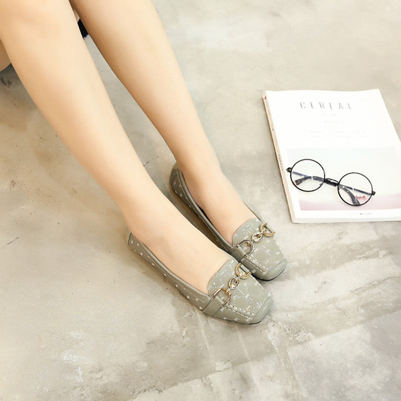 Soft bottom shoes series autumn Korean mother metal buckle shoes shoes size square shoes