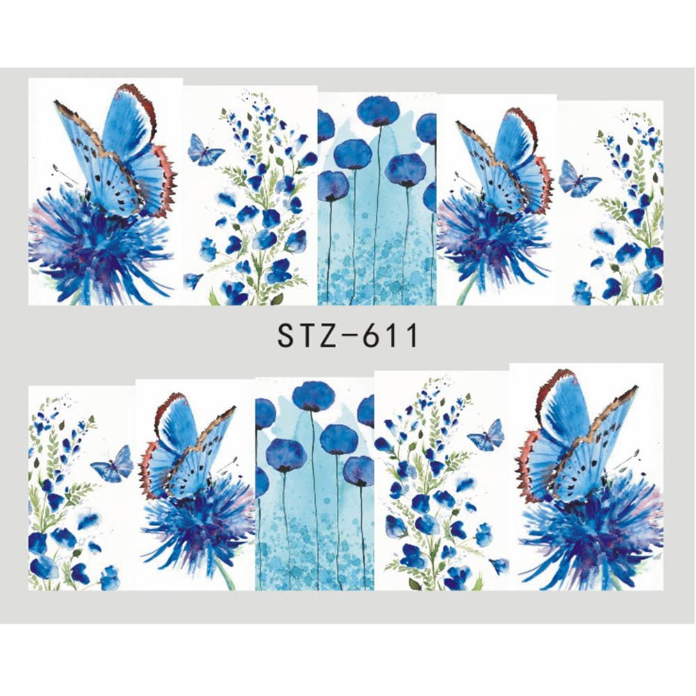 Nail Sticker Butterfly Flower Water Transfer Decal Sliders for Nail Art Decoration Tattoo Manicure Wraps Tools Tip JISTZ508  1pcs