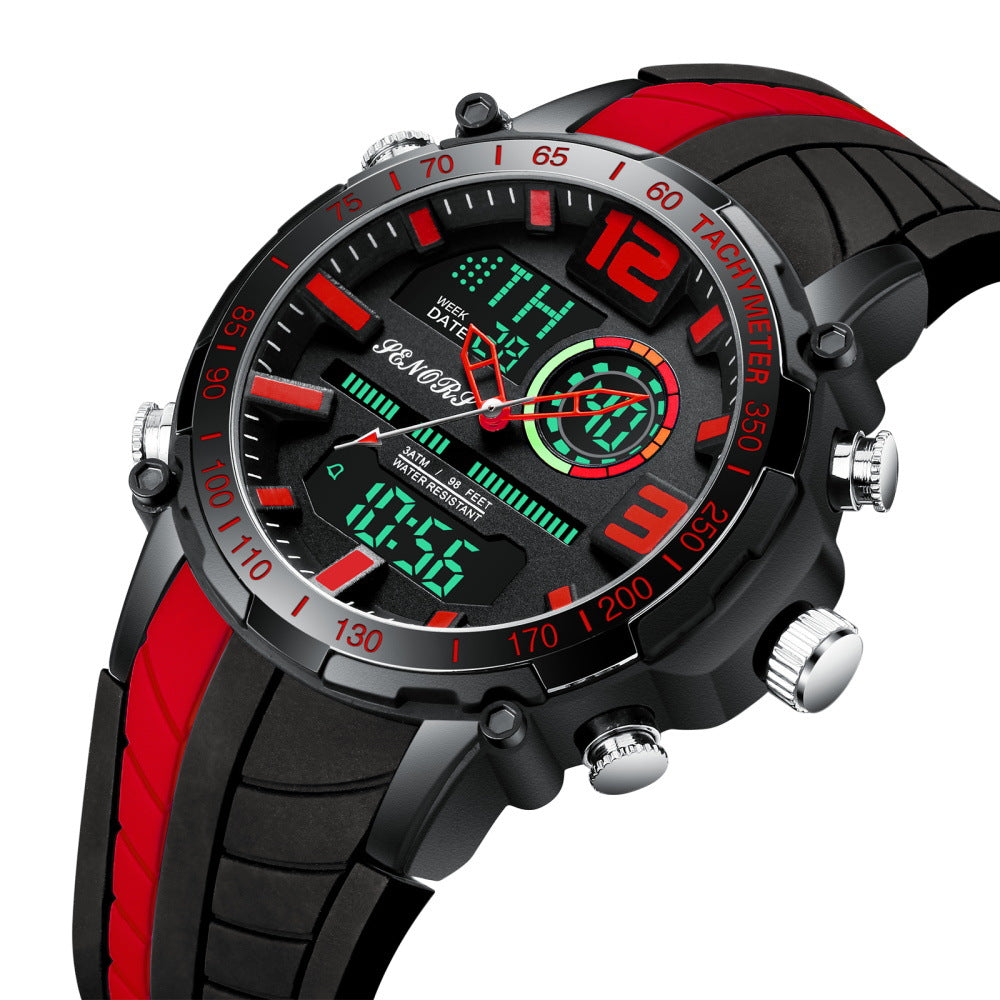 Sports multifunctional dual display men's watch