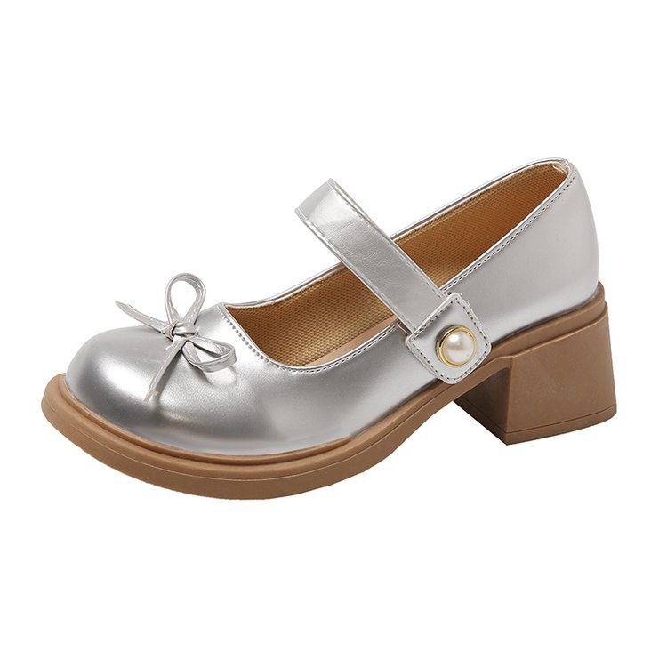 Round Head Bow Style Shallow Mouth All-match Women's Thin Shoes